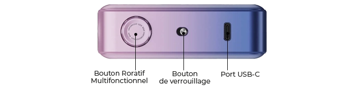 Description des boutons face côté de la Box Gen Max Vaporesso