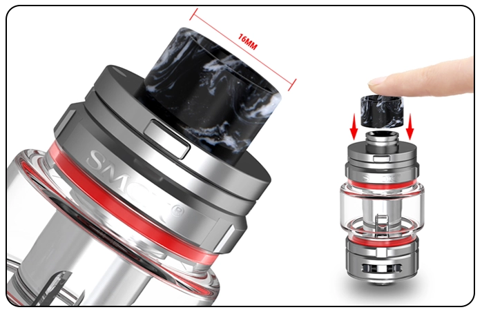 Vue du Drip Tip du clearomiseur TFV16 de chez Smok