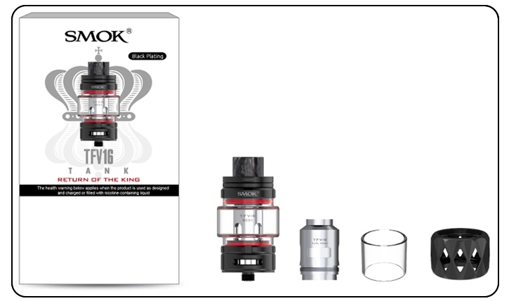 Contenu du pack du clearomiseur TFV16 de chez Smok