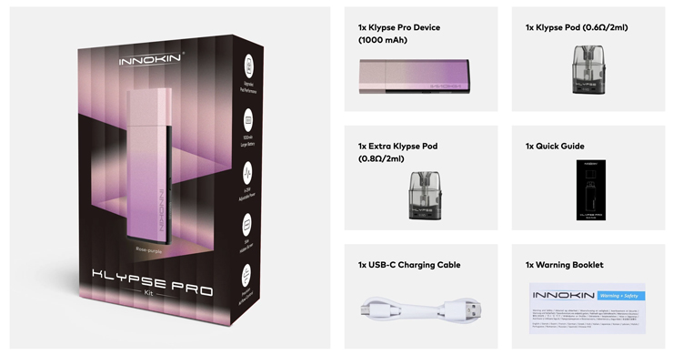 CONTENU DU PACK de la Klypse Pro de chez Innokin