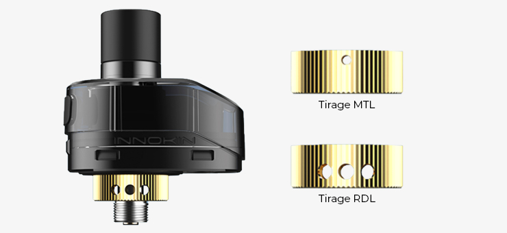 Image de présentation des deux bagues de tirage MTL et DL du kit pod Kroma-Z de chez Innokin